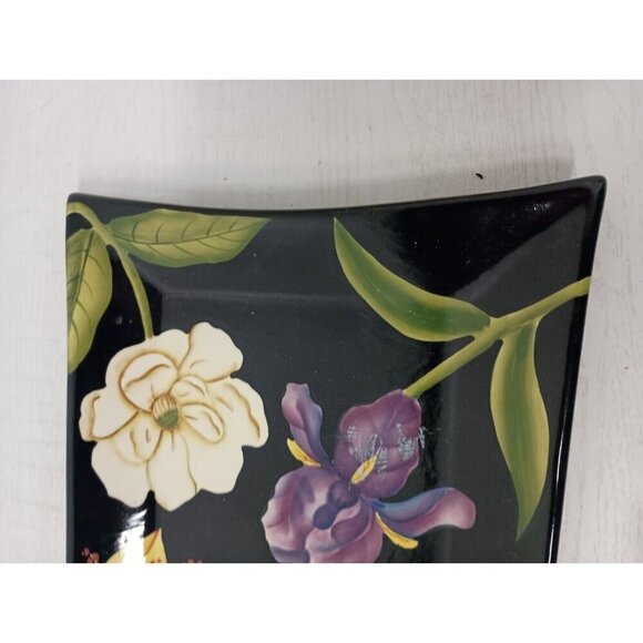 Vintage Pacific Rim Black Floral Rectangular Porcelain Large Serving Platter - Picture 2 of 6